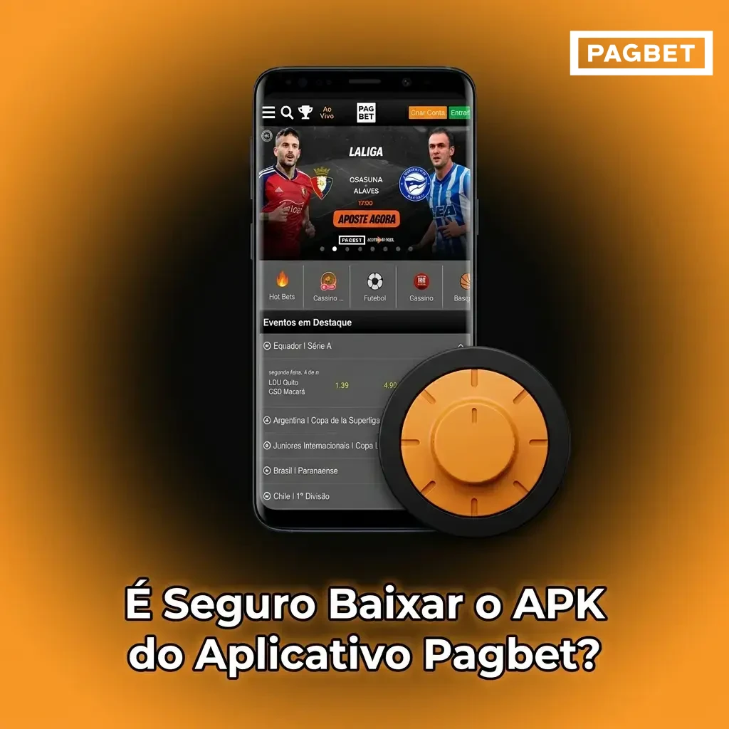 Ícone de segurança com cadeado SSL e logo do app Pagbet indicando download seguro do APK oficial.