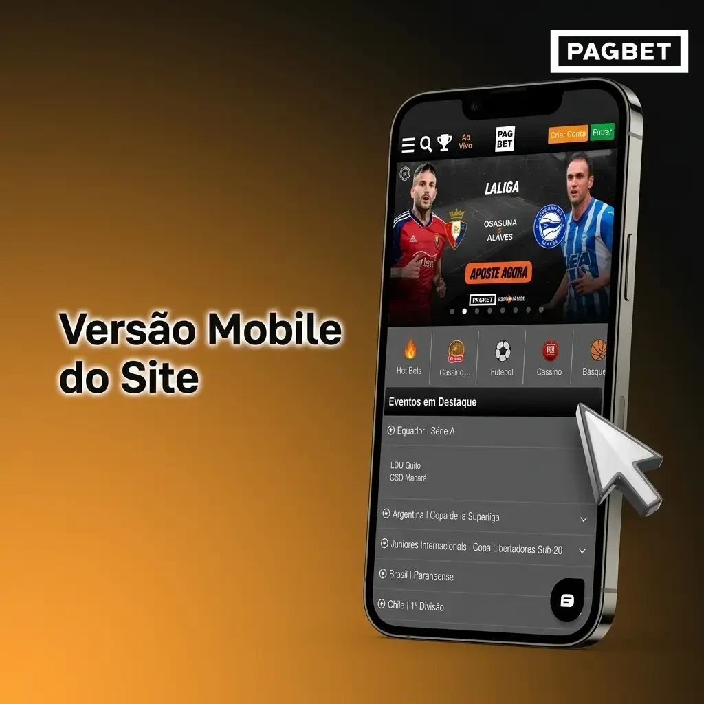 Site mobile da Pagbet otimizado para smartphones e tablets com apostas, cassino ao vivo e pagamentos via PIX.